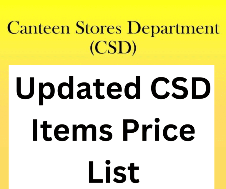 CSD Canteen Price List